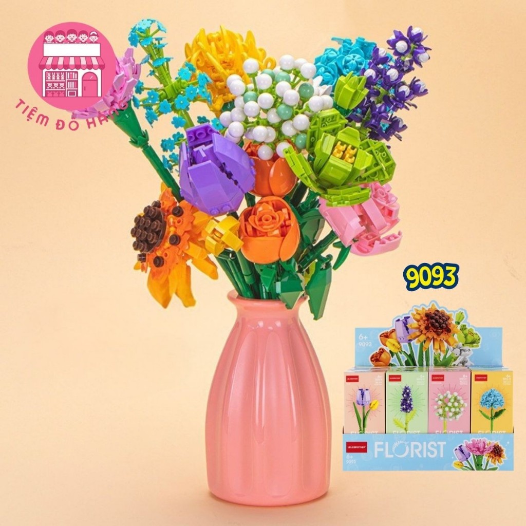 Set Đồ Chơi Lắp Ráp 12 Hộp Hoa Mini Trang Trí Đẹp