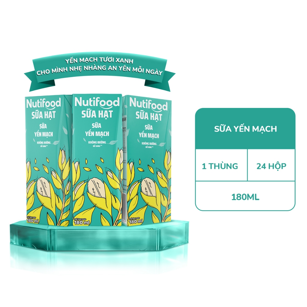 [DEAL SỐC 14-15.6] Thùng 24 Hộp Sữa Yến Mạch Nutifood Sữa Hạt 180ml