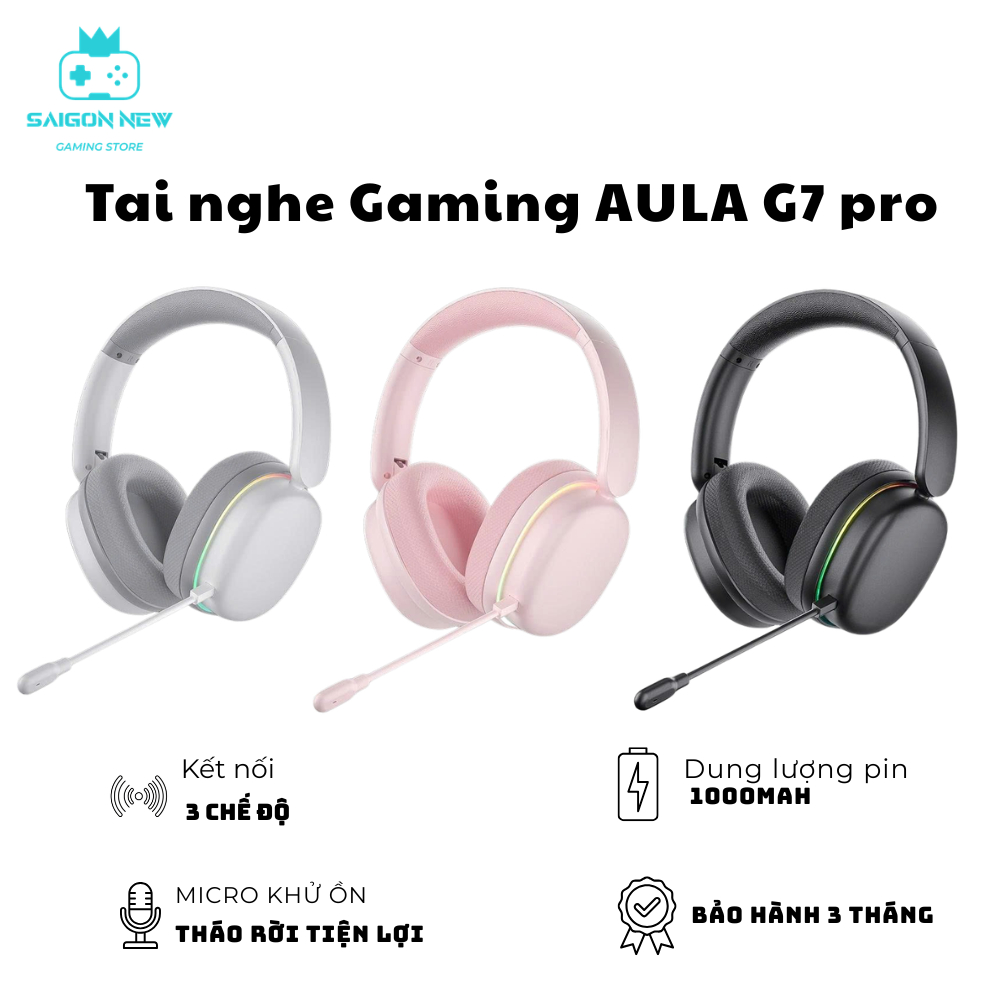 Tai nghe Gaming G7 pro - Hỗ trợ 3 mode kết nối - Micro tháo rời khử tiếng ồn cực tốt - Dung lượng pin 1000mAh | BigBuy360 - bigbuy360.vn