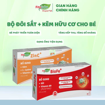 Bộ Đôi Sắt Kẽm Hữu Cơ Cho Bé Fitolabs BioFe+ & Fitolabs ZinC+ Giúp Bé Khoẻ Mạnh, Ăn Ngon, Phát Triển Toàn Diện Dạng Ông