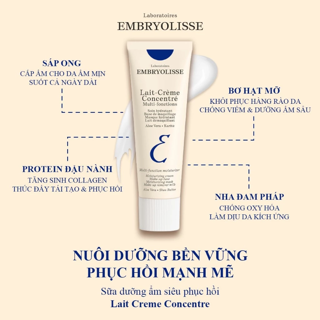 Kem Dưỡng Ẩm Siêu Phục Hồi Da Embryolisse Lait Creme Concentre Pháp - Ever Queen