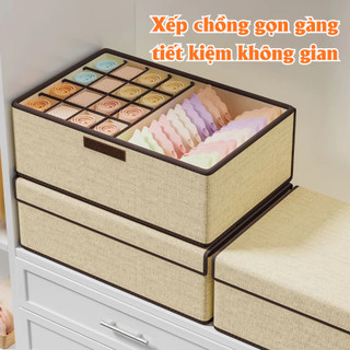 Hộp Vải Đựng Đồ Lót Có Nắp Đậy, Hộp Lưu Trữ Đa Năng Chất Liệu Dày Dặn Dễ Gấp Gọn Sử Dụng