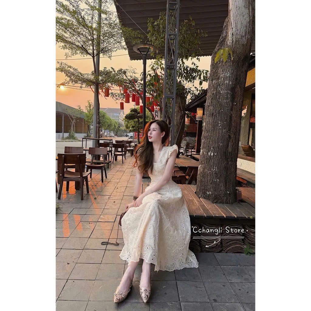ĐẦM THIẾT KẾ REN LỖ TRẮNG SÁT NÁCH DÁNG DÀI THẮT EO | OUTFIT SANG CHẢNH CỰC TÔN DÁNG | HOT TREND 2026 BY CHAMIE STORE