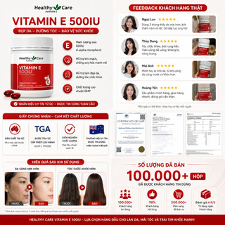 [CHÍNH HÃNG] Viên uống Vitamin E 500IU Healthy Care 200 viên hỗ trợ điều hoà nội tiết, giảm mụn