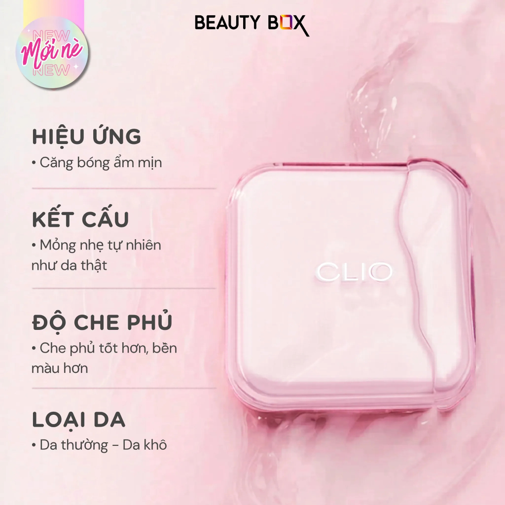 [LIVE] [MỚI] Phấn Nước Hiệu Ứng Căng Bóng Clio Kill Cover Mesh Glow Essential Cushion SPF50+ PA++++ (15Gx2)