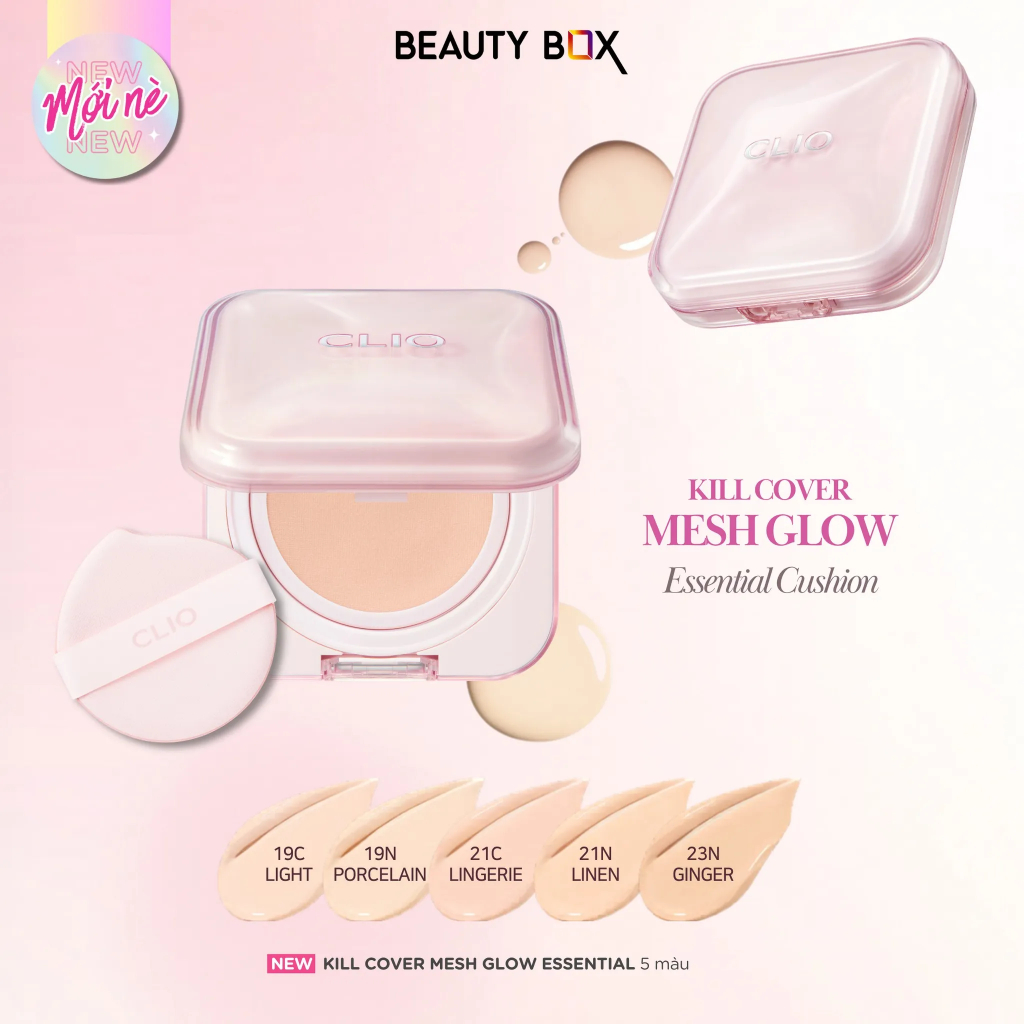 [LIVE] [MỚI] Phấn Nước Hiệu Ứng Căng Bóng Clio Kill Cover Mesh Glow Essential Cushion SPF50+ PA++++ (15Gx2)