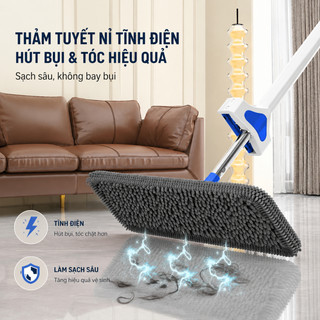 Cây Lau Nhà Tự Vắt 45CM | Chổi Lau Sàn Microfiber Siêu Thấm Hút, Xoay 360 Độ Thông Minh, Tặng Kèm Bông Lau