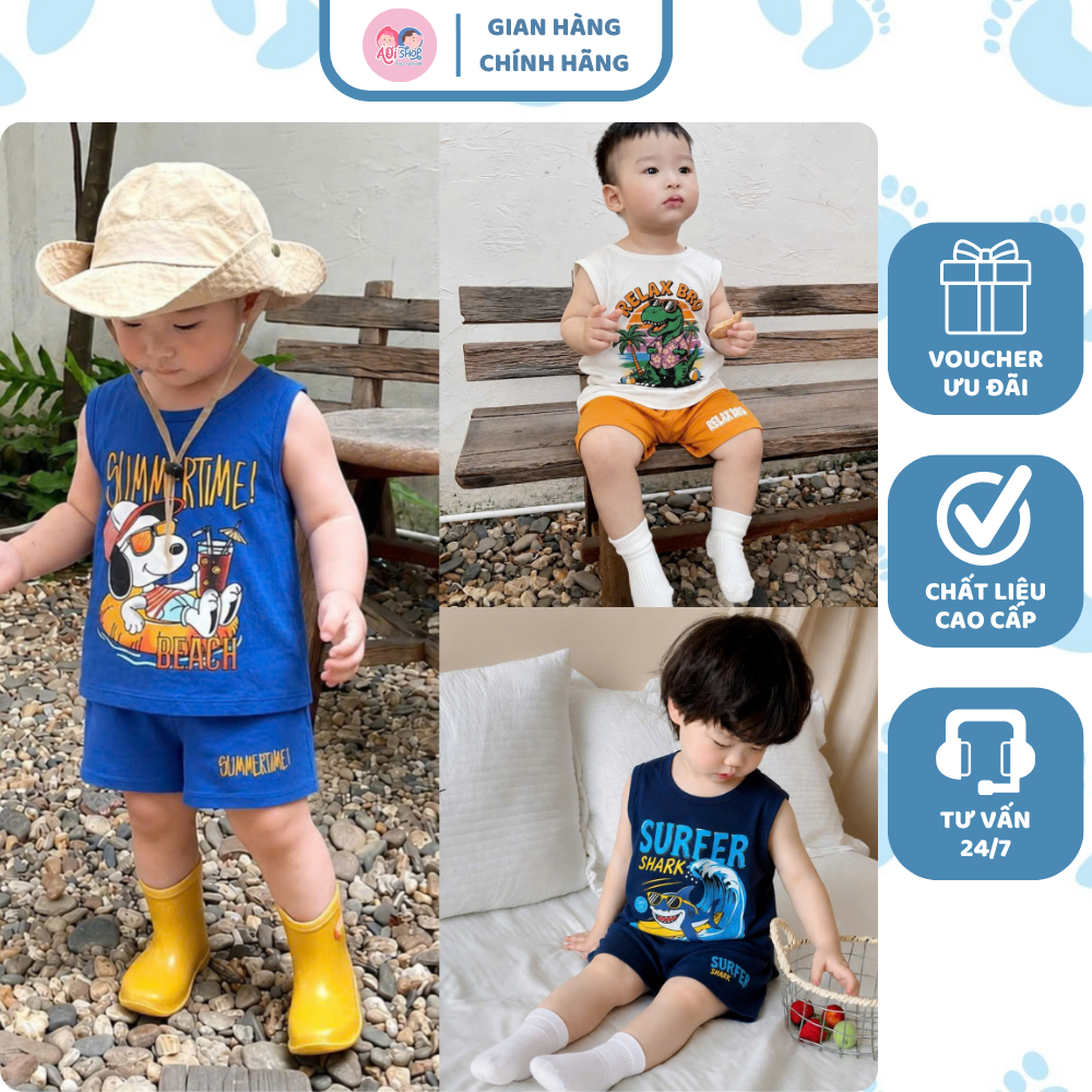 [À ƠI SHOP] D52- set 3 bộ ba lỗ chó summer time - a100.375