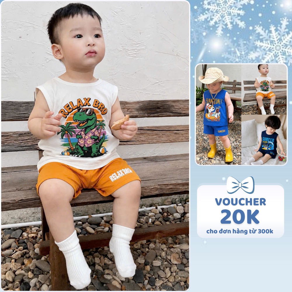 [À ƠI SHOP] D52- set 3 bộ ba lỗ chó summer time - a100.375