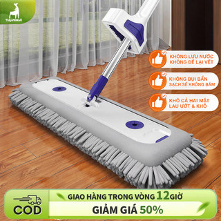 Chổi Lau Nhà Tự Vắt Thông Minh 360 Độ | Cây Lau Sàn Microfiber Siêu Thấm Hút, Dễ Vắt Kèm 2 Bông Lau