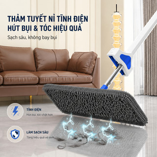 Chổi Lau Nhà Tự Vắt Thông Minh 360 Độ | Cây Lau Sàn Microfiber Siêu Thấm Hút, Dễ Vắt Kèm 2 Bông Lau