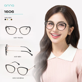 Gọng kính thời trang Anna công sở kèm tròng đổi màu khi ra nắng 0 độ dáng mắt mèo 1606