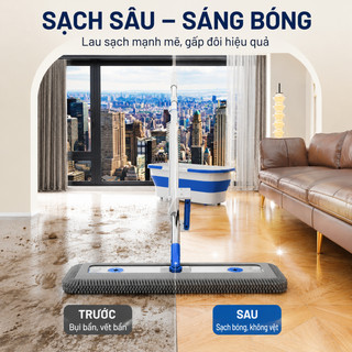 Cây Lau Nhà Tự Vắt Đa Năng | Bông Lau San Hô Sợi Microfiber Cao Cấp,Lau Sạch Nhanh,Sàn Tiện Lợi 45CM