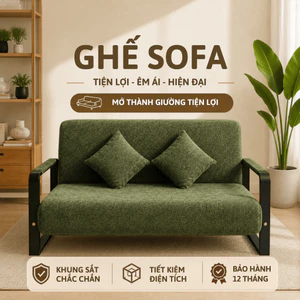 Ghế Sofa Giường Gấp Gọn, Sofa Bed Đa Năng Khung Sắt Chịu Lực, Nệm Êm, Tiết Kiệm Diện Tích