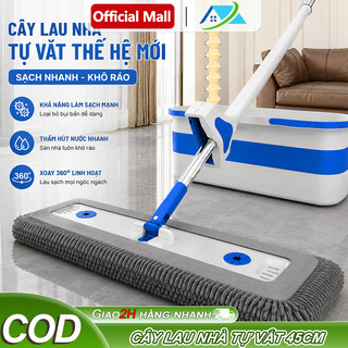 Cây Lau Nhà Tự Vắt Đa Năng | Bông Lau San Hô Sợi Microfiber Cao Cấp,Lau Sạch Nhanh,Sàn Tiện Lợi 45CM