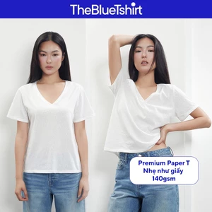 TheBlueTshirt - Áo thun cotton nữ cổ V dáng relaxed trắng siêu nhẹ - Relaxed Fit Paper T - Women