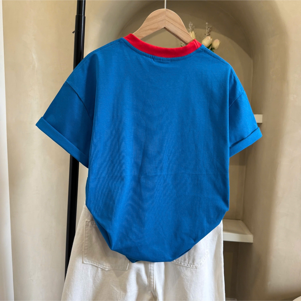Áo Thun Boxi In Chữ Xanh Năng Động, Chất Cotton Mềm Mịn, Có Kèm Hình Thật.