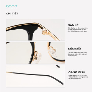 Gọng kính thời trang Anna công sở kèm tròng đổi màu khi ra nắng 0 độ dáng oval cao cấp 1607