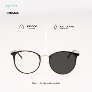 Gọng kính thời trang Anna công sở kèm tròng đổi màu khi ra nắng 0 độ dáng oval cao cấp 1607