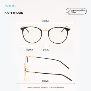 Gọng kính thời trang Anna công sở kèm tròng đổi màu khi ra nắng 0 độ dáng oval cao cấp 1607
