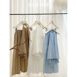 Set đũi chấm bi dáng áo cổ yếm mix váy xuông siêu hách tuổi trẻ năng động thoải mái đi chơi du lịch - Baotrang.clothes