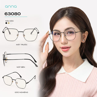 Gọng kính thời trang kèm tròng đổi màu khi ra nắng 0 độ ANNA dáng vuông chất liệu kim loại 63080