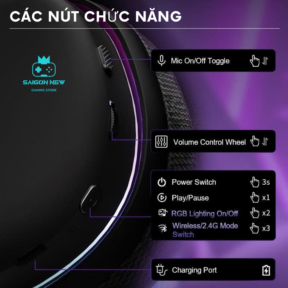 Tai nghe Gaming G7 pro - Hỗ trợ 3 mode kết nối - Micro tháo rời khử tiếng ồn cực tốt - Dung lượng pin 1000mAh | BigBuy360 - bigbuy360.vn