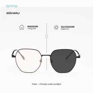 Gọng kính thời trang kèm tròng đổi màu khi ra nắng 0 độ ANNA dáng tròn chất liệu kim loại 66018