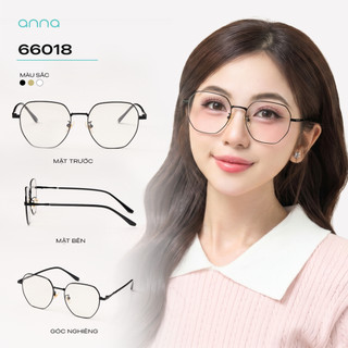 Gọng kính thời trang kèm tròng đổi màu khi ra nắng 0 độ ANNA dáng tròn chất liệu kim loại 66018