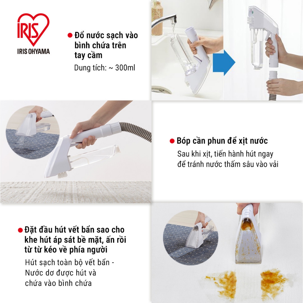 Máy Giặt Thảm Nêm Sofa  IRIS OHYAMA RNS‑300 | Máy Hút Giặt Làm Sạch Vải