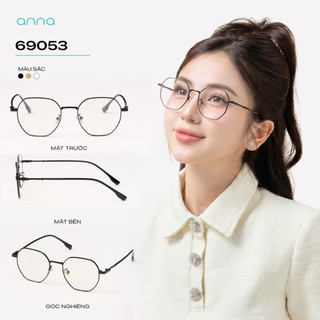 Gọng kính thời trang kèm tròng đổi màu khi ra nắng 0 độ ANNA dáng tròn chất liệu kim loại 69053