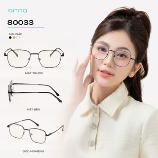 Gọng kính thời trang kèm tròng đổi màu khi ra nắng 0 độ ANNA dáng vuông chất liệu kim loại 80033