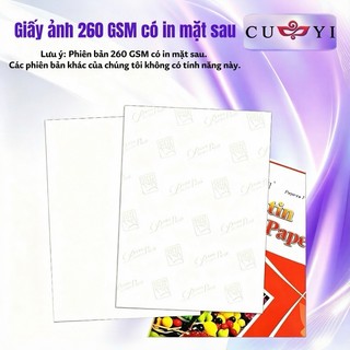 CUYI Giấy ảnh RC satin – A4, 20 tờ, 260 GSM – Bề mặt mượt, không lóa, chất lượng cao