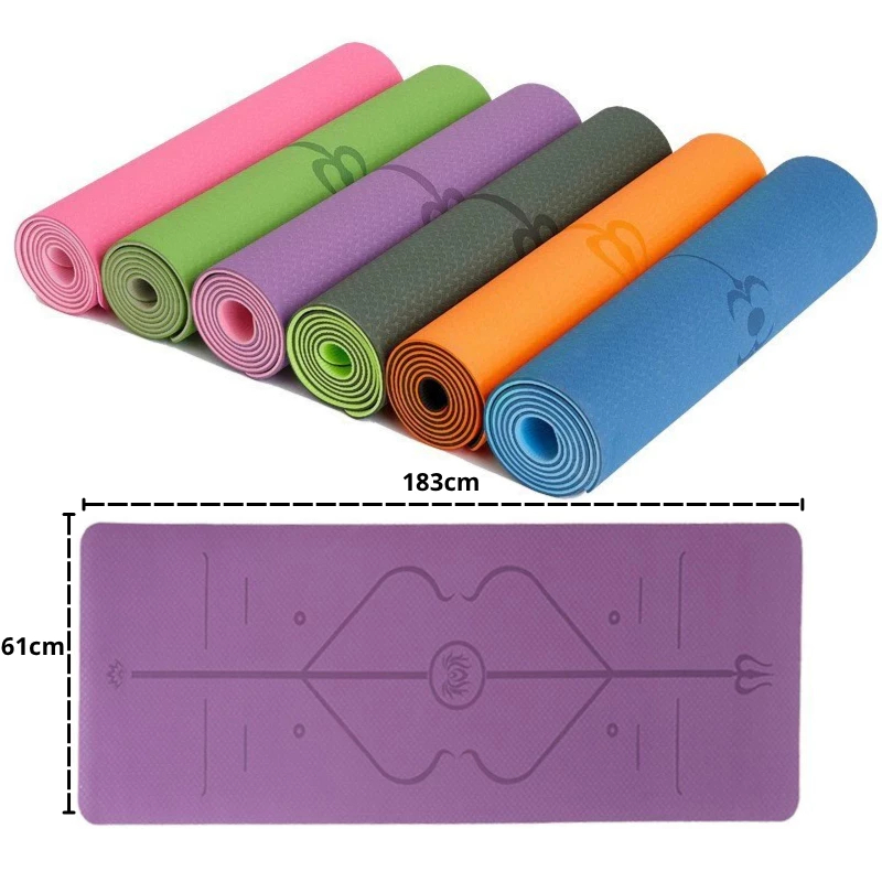 Thảm tập yoga, thảm tập gym 6mm-10mm định tuyến chống trơn trượt tốt, thấm hút mồ hôi, chất liệu TPE