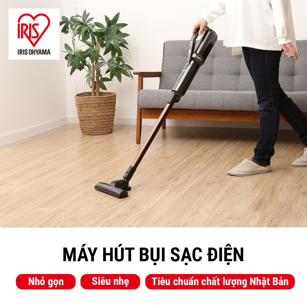 Máy hút bụi không dây IRIS OHYAMA IC‑SLDC7 – Dạng đứng, lực hút mạnh, có cảm biến bụi, nhẹ 1.2kg