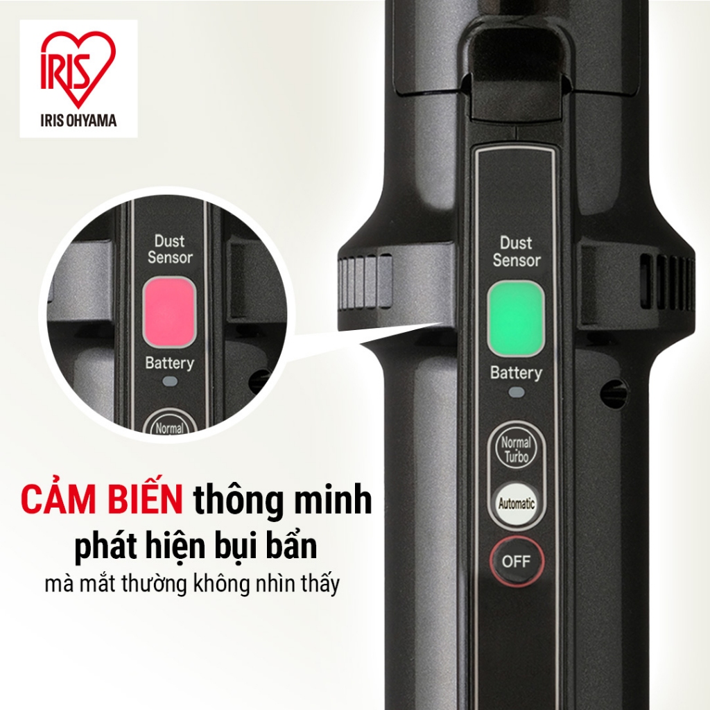 Máy hút bụi không dây IRIS OHYAMA IC‑SLDC7 – Dạng đứng, lực hút mạnh, có cảm biến bụi, nhẹ 1.2kg