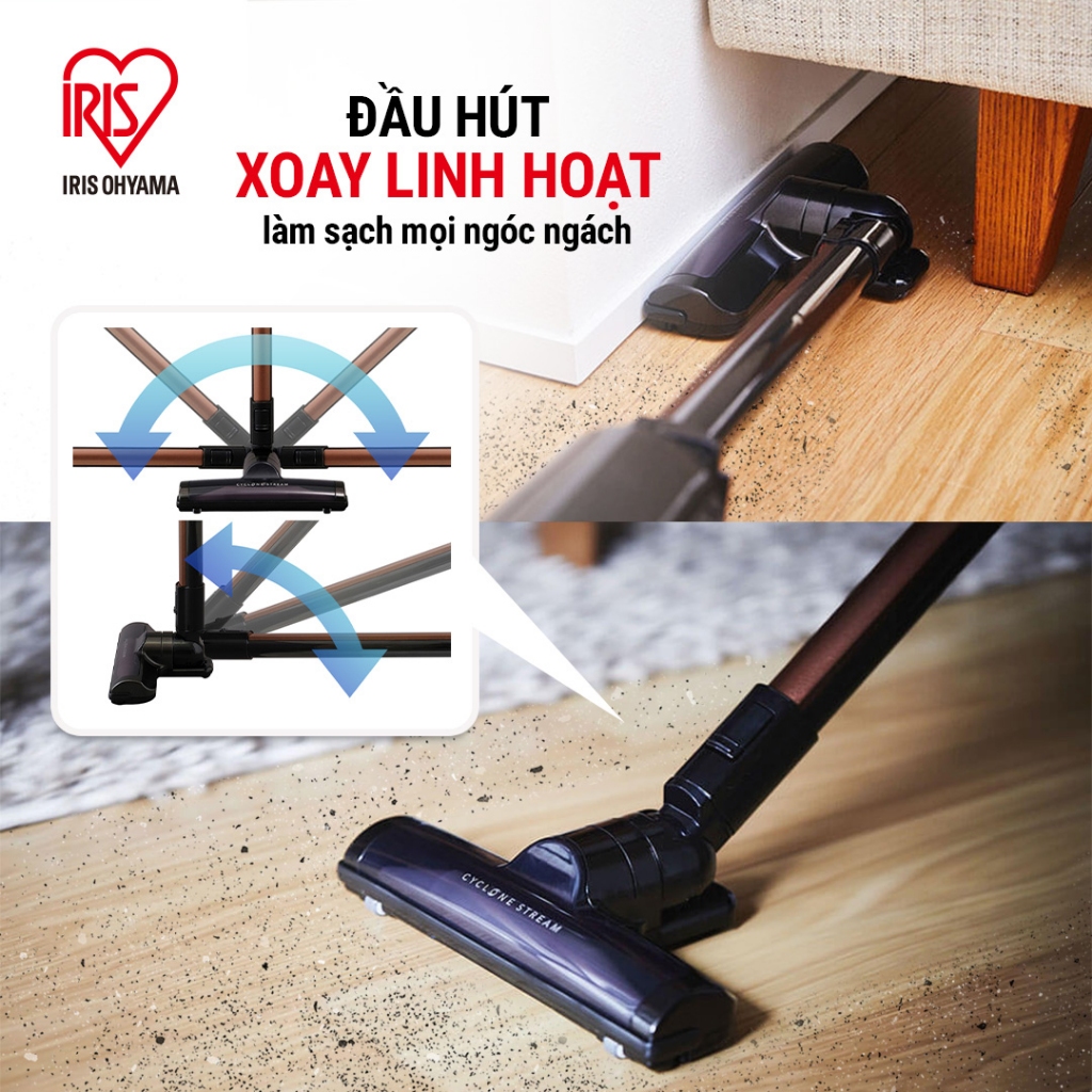 Máy hút bụi không dây IRIS OHYAMA IC‑SLDC7 – Dạng đứng, lực hút mạnh, có cảm biến bụi, nhẹ 1.2kg