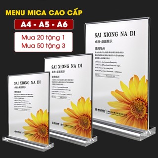 Bảng mica, Bảng mica để bàn, Bảng quét mã QR Code, Bảng menu mica trong suốt 2 mặt A4, A5, A6
