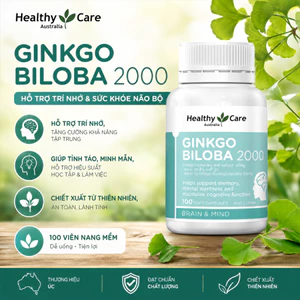 Viên uống bổ não Healthy Care Ginkgo Biloba 100 viên hoạt huyết dưỡng não hỗ trợ trí nhớ