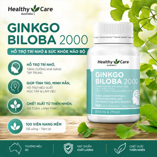 [CHÍNH HÃNG] Viên uống bổ não Healthy Care Ginkgo Biloba 100 viên hoạt huyết dưỡng não hỗ trợ trí nhớ