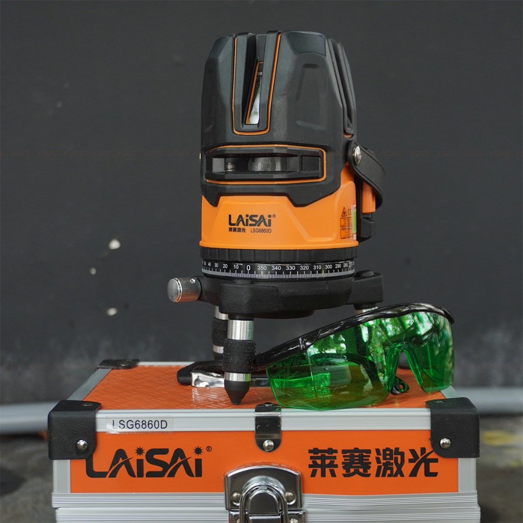 Máy laser cân bằng 5 tia xanh LAiSAi LSG6860D 3 chế độ chiếu tia, chế độ khóa tia chính xác