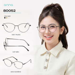Gọng kính thời trang kèm tròng đổi màu khi ra nắng 0 độ ANNA dáng mắt mèo chất liệu kim loại 80052