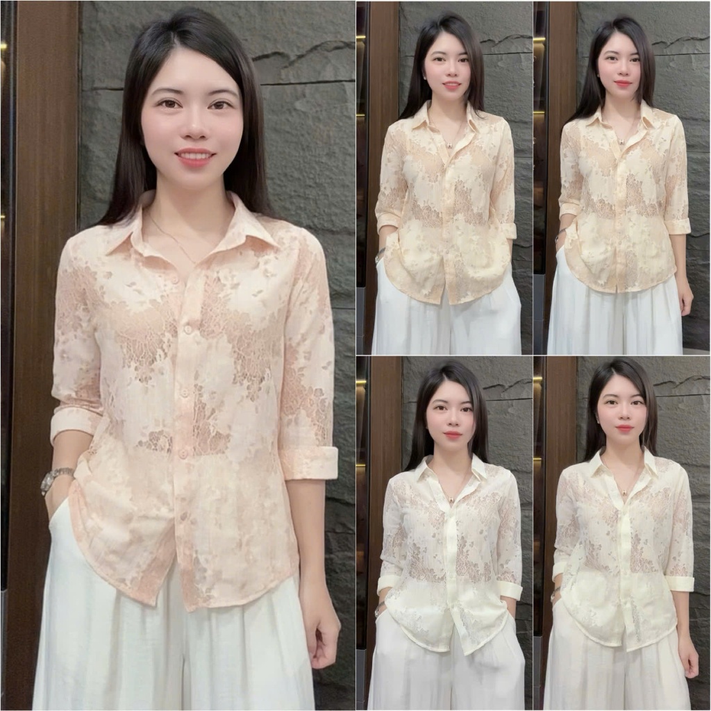 HT39 (TẶNG QUÂY). Áo Ren Tay Dài Size 40-70kg Chất Liệu ren Mềm Nhẹ Mát Hạn Chế Nhăn Phong Cách Thoải Mái