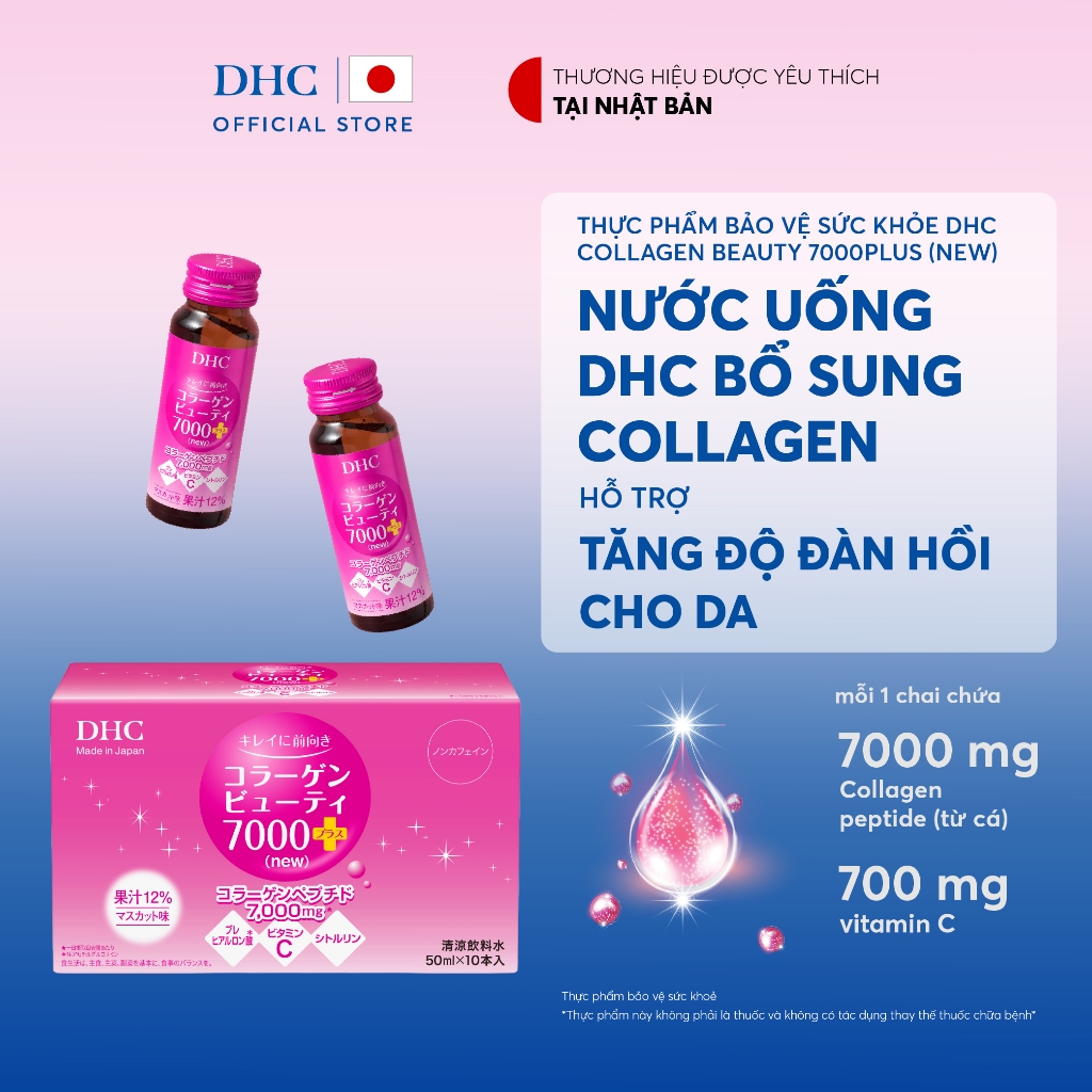 Nước Uống Collagen DHC Beauty 7000Plus – Hỗ Trợ Tăng Độ Đàn Hồi Cho Da