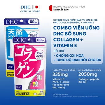 Combo Viên uống DHC Collagen & Vitamin E (60 Ngày) - Thực phẩm bảo vệ sức khoẻ DHC Collagen (new) & Vitamin E