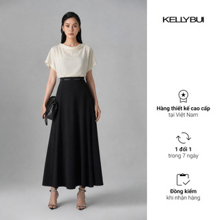 [KELLYBUI] Sơ mi lụa và chân váy đen dáng A, phong cách thời trang công sở thanh lịch