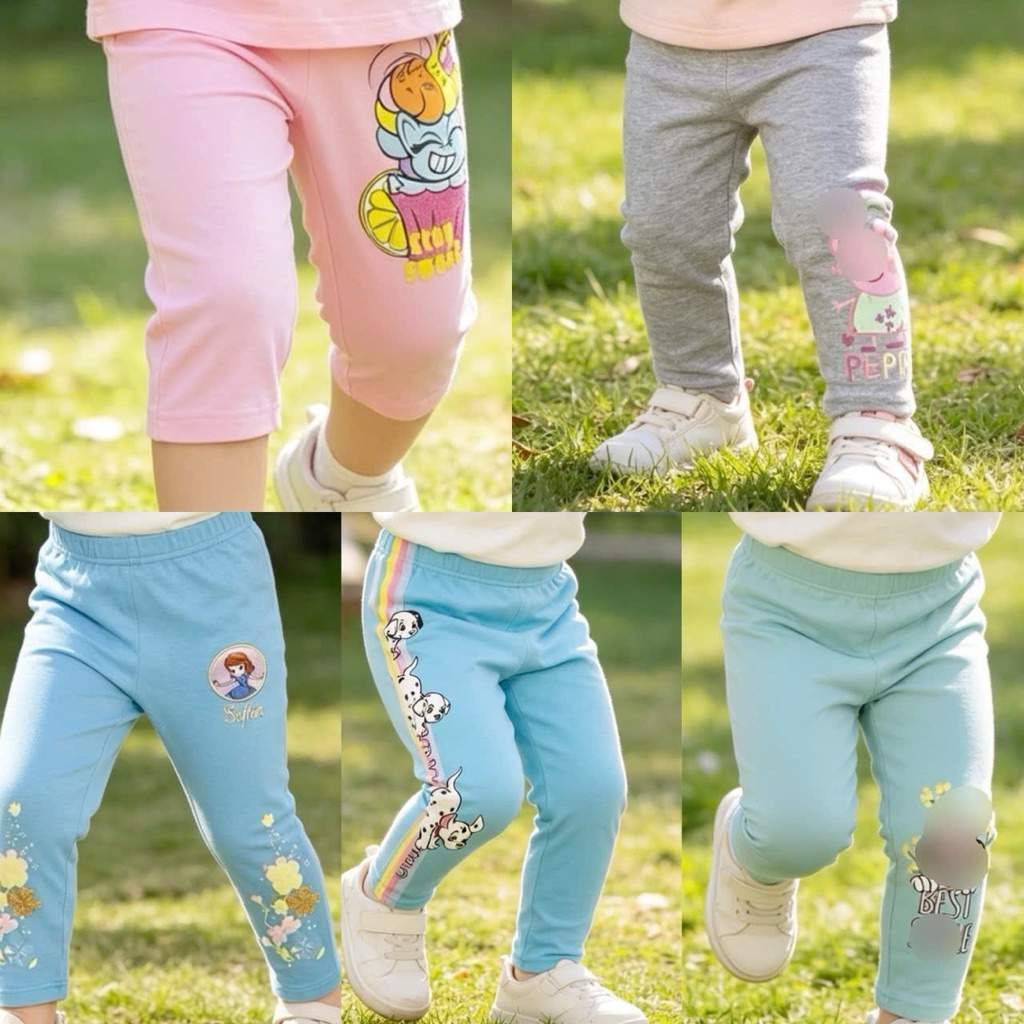 Quần Legging Bé Gái Xuất Dư 9M-7Y (74-128cm), Quần Ôm Co Giãn Mềm Mịn Cho Bé C6032
