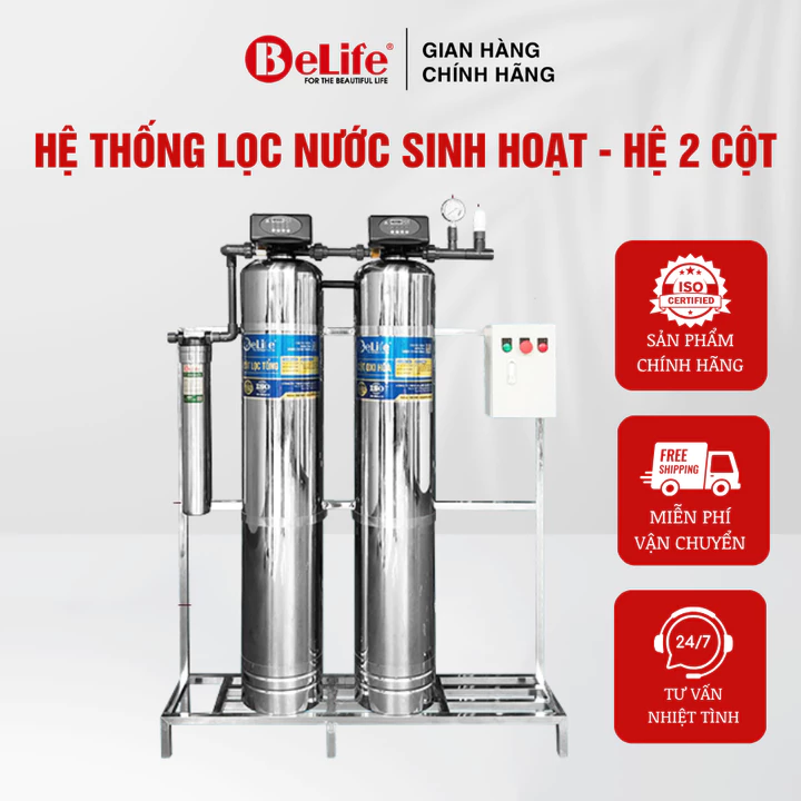 Hệ thống lọc nước sinh hoạt xử lý sắt, kim loại nặng, clo dư dùng cho nước máy & giếng khoan