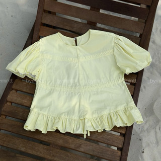 Candy Top | Áo babydoll phối dây rút chất kate mát phong cách năng động, dễ thương | Bymintt