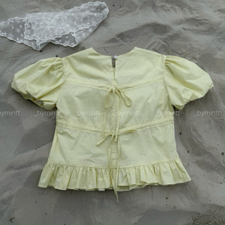 Candy Top | Áo babydoll phối dây rút chất kate mát phong cách năng động, dễ thương | Bymintt